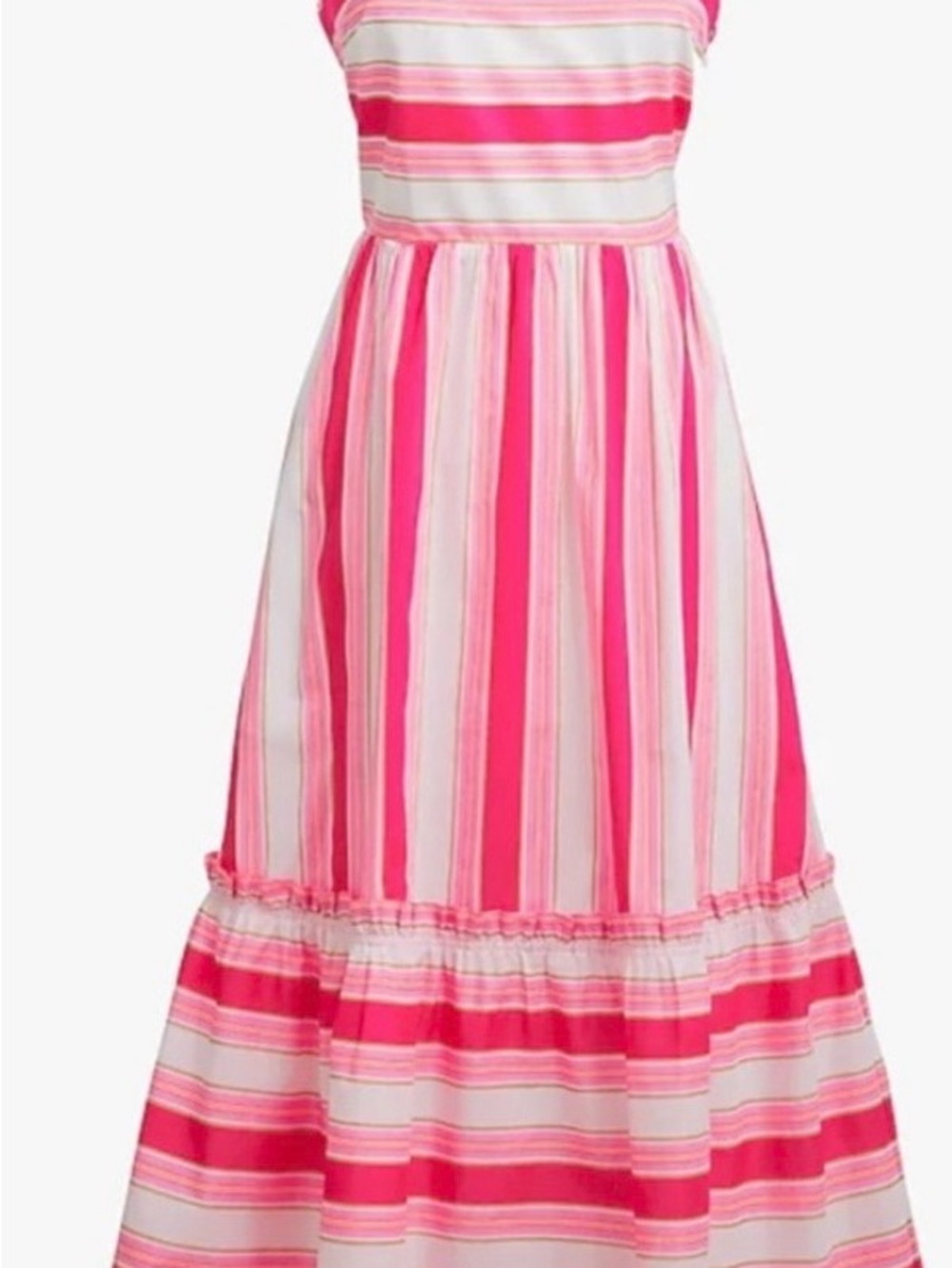 J. Crew Pink and White Striped Backless Midi Dress